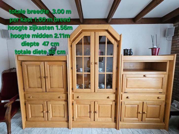 3 losse licht eiken wandkasten ophalen tot 12 okt., Huis en Inrichting, Kasten | Buffetkasten, Gebruikt, 200 cm of meer, 200 cm of meer