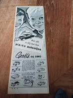 Advertentie Omo wasmiddel gratis plastic autootjes 1958, Reclamebord, Ophalen of Verzenden, Zo goed als nieuw