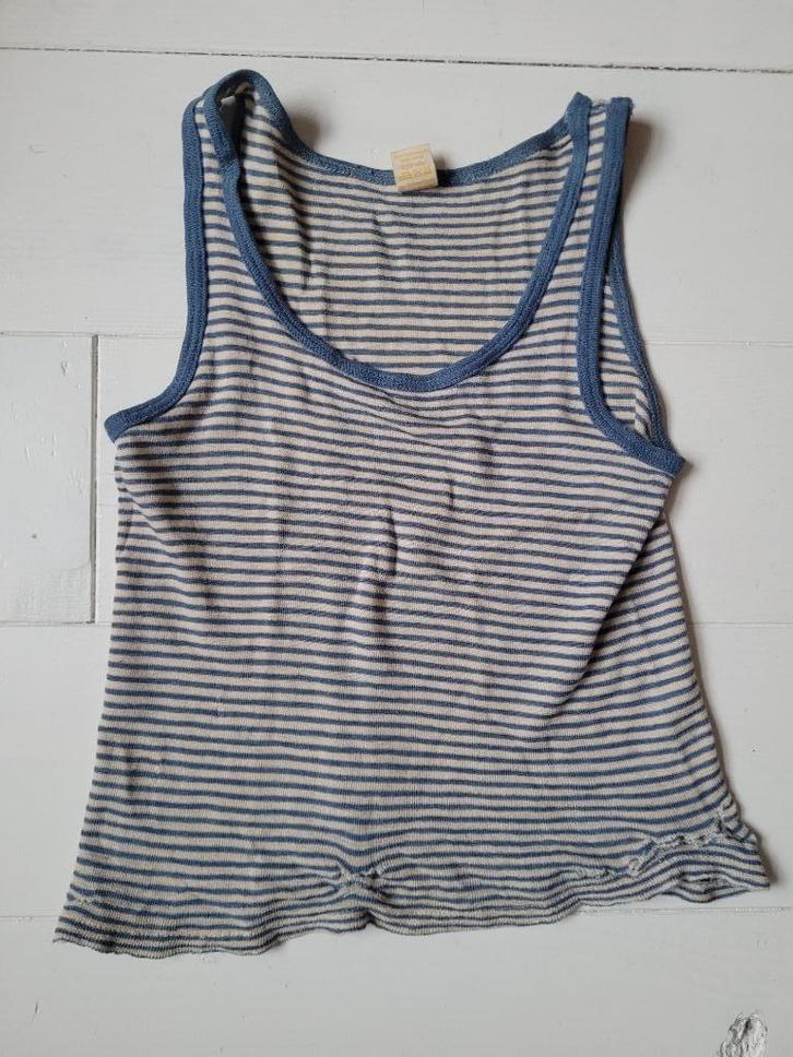 Living Crafts wol zijde onderhemd wit blauw maat 128, Kinderen en Baby's, Kinderkleding | Maat 128, Gebruikt, Jongen of Meisje