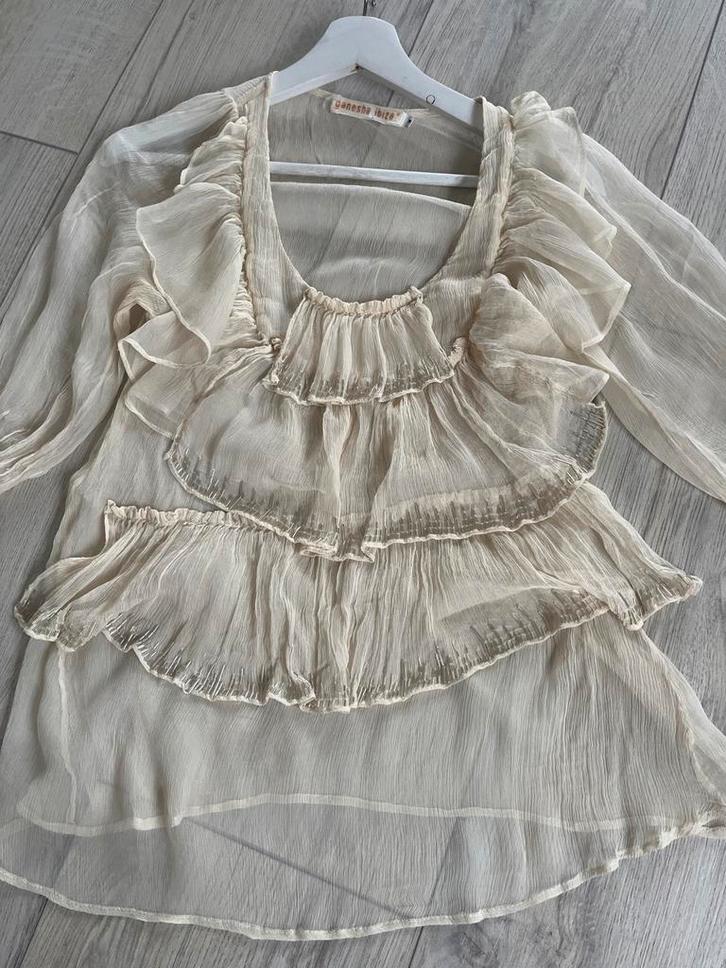 Ganesha Ibiza Blouse - Beige - Maat M, Kleding | Dames, Blouses en Tunieken, Gedragen, Maat 38/40 (M), Beige, Ophalen of Verzenden