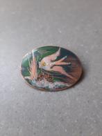 Oude broche emaille, Ophalen of Verzenden, Zo goed als nieuw, Zilver, Overige materialen