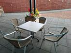 Terrastafel en stoelen, Ophalen, Gebruikt, Vierkant, Metaal