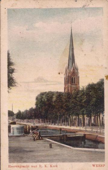 Heerengracht met R.K. Kerk - Weesp - oude kaart [15445] 
