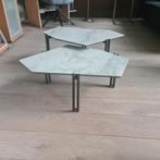 BIJZETTAFELTJES MET MARMER PLAAT, Huis en Inrichting, Ophalen, Minder dan 55 cm, Zo goed als nieuw, Overige vormen