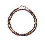 Halsketting Tijgeroog  Kralen 4 mm  925 sterling zilver, Ophalen of Verzenden, Mineraal