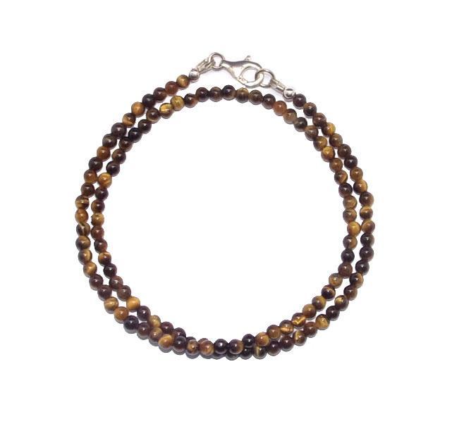 Halsketting Tijgeroog  Kralen 4 mm  925 sterling zilver, Verzamelen, Mineralen en Fossielen, Mineraal, Ophalen of Verzenden