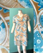 Vintage jaren 70 mini-jurk lichtblauw/beige maat 40, Kleding | Dames, Maat 38/40 (M), Verzenden, Beige, Vintage
