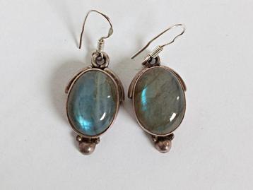 Oorhangers 925 sterling zilver grote labradoriet cabochons beschikbaar voor biedingen
