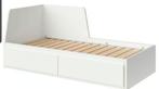 Ikea Flekke 2-persoons bedbank met 2 lades, Ophalen, Verstelbaar, Wit, Tweepersoons