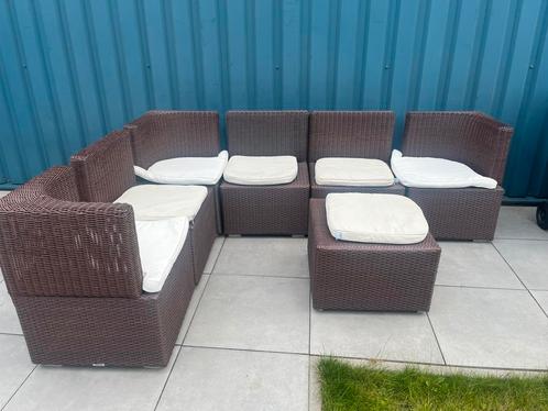 Rieten gevlochten 7 delig hoekloungeset ALU-LIGHT 250x185CM, Tuin en Terras, Tuinsets en Loungesets, Zo goed als nieuw, Ophalen