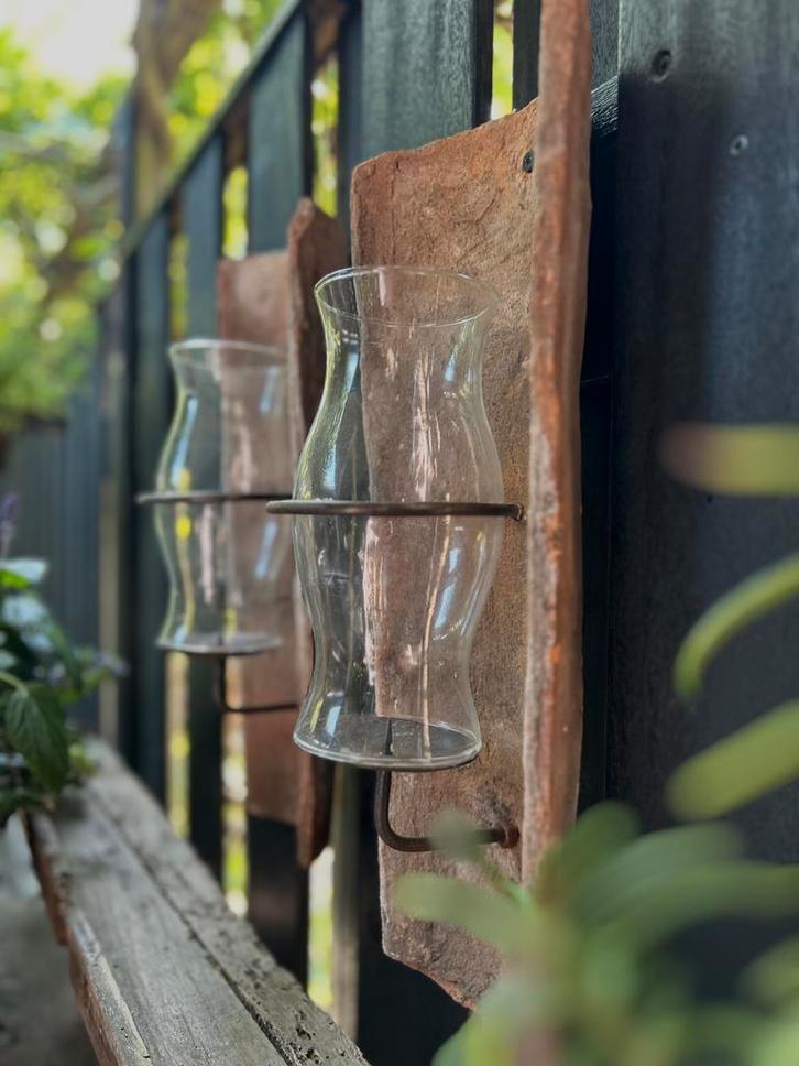 Oude franse dakpan windlicht kandelaar sober landelijk, Huis en Inrichting, Woonaccessoires | Kandelaars en Kaarsen, Ophalen