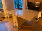Inklapbare Houten Tafel met Lades - Perfect voor kleine ruim, Huis en Inrichting, Ophalen, Gebruikt, Rechthoekig, 50 tot 100 cm