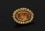 Natuurlijke parels broche 14k goud ca. 1840 antiek dames