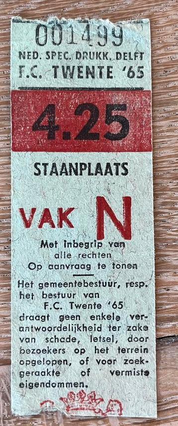 Toegangskaartje FC Twente begin jaren 70 beschikbaar voor biedingen