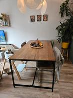 Mangohouten industriële eettafel inclusief bank, Huis en Inrichting, Tafels | Eettafels, Ophalen, 50 tot 100 cm, Zo goed als nieuw