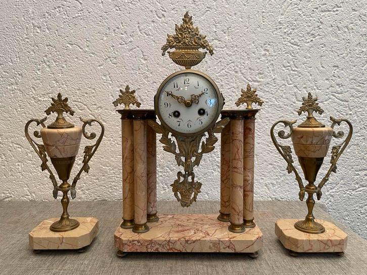 Antieke Franse Empire pendule 6-koloms, Antiek en Kunst, Antiek | Klokken, Ophalen
