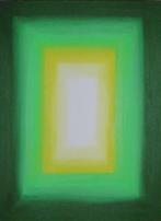 Schilderij Groen Geel Wit Abstract Modern Retro, Antiek en Kunst, Kunst | Schilderijen | Abstract, Ophalen of Verzenden