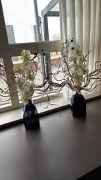 2 vierkante vazen 10x10 cm hoog 55 cm decoratie, Ophalen of Verzenden, Zo goed als nieuw