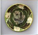 Antiek Hongaars wandbord groen met witte bloemen (1), Ophalen