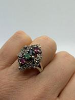 A703 Prachtige zilveren saffier ring maat 18,5, 18 tot 19, Ophalen of Verzenden, X, Met edelsteen