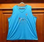 turquoise top bloemen 50/52, Kleding | Dames, Ophalen of Verzenden, Blauw, Shirt of Top