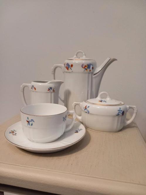 Antieke art deco mokka set uit Tsjechië. DF EPIAG., Antiek en Kunst, Antiek | Servies compleet, Ophalen of Verzenden