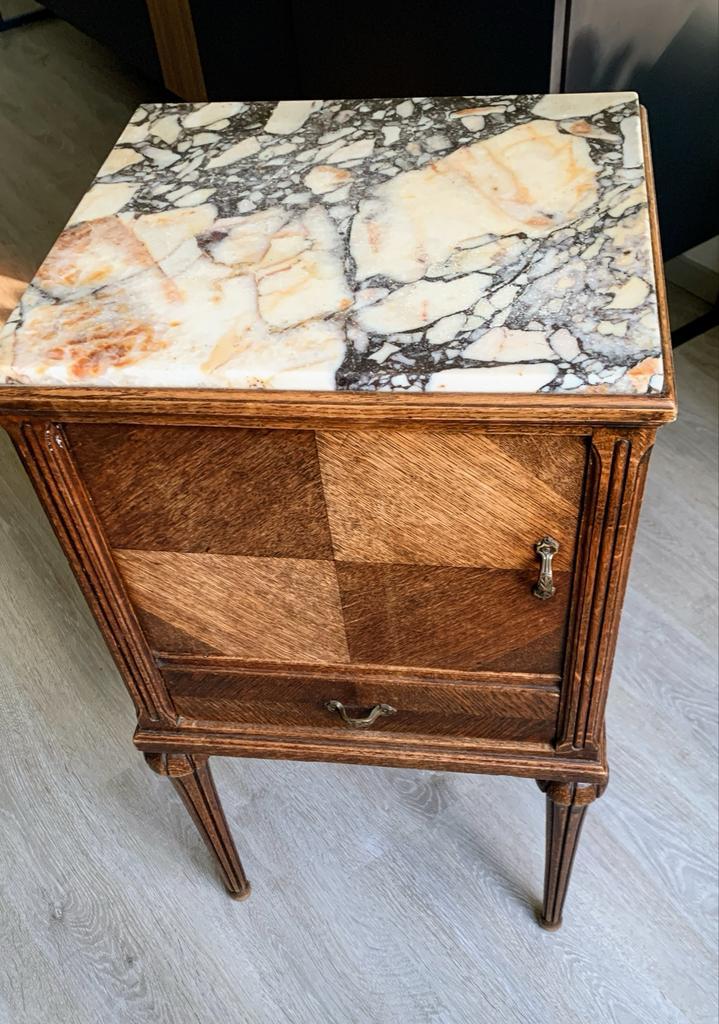 Antiek Art Deco stijl kastje met Marmeren Blad, Antiek en Kunst, Antiek | Meubels | Kasten, Ophalen