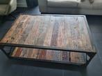 Salontafel met stalen rand - 130x81x40 cm, Gebruikt, 100 tot 150 cm, Metaal, Minder dan 50 cm