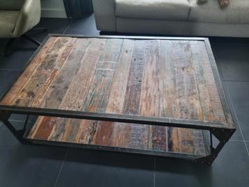Salontafel met stalen rand - 130x81x40 cm beschikbaar voor biedingen