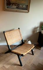 HK living Abaca lounge stoel/ fauteuil webbing #retro, Ophalen, Zwart, Zo goed als nieuw, Eén