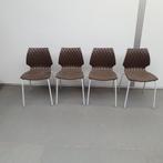 Set van 4 kunststof kantinestoel kantine stoelen bruin, Huis en Inrichting, Ophalen, Kunststof, Gebruikt, Bruin