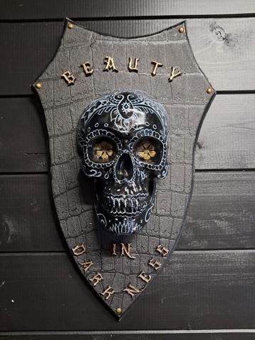 Wand trofee sugar skull hand painted silly art beschikbaar voor biedingen