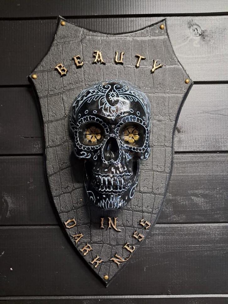 Wand trofee sugar skull hand painted silly art, Verzamelen, Beelden en Beeldjes, Nieuw, Ophalen of Verzenden