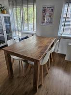 Eettafel teak 140 cm breed, 82,5 cm lengte., Huis en Inrichting, Tafels | Eettafels, Ophalen, Gebruikt, 100 tot 150 cm, Teakhout
