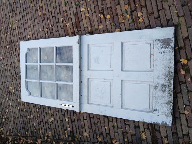 Dubbele hardhouten buitendeur., Doe-het-zelf en Verbouw, Deuren en Horren, Gebruikt, Buitendeur, 200 tot 215 cm, 80 tot 100 cm