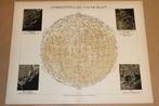 Antieke overzichtskaart van de Maan - Circa 1900, Boeken, Gelezen, Ophalen of Verzenden, Landkaart, 1800 tot 2000