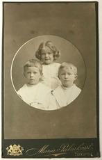 1900 portret kinderen medaillon CDV kabinetfoto Palmkvist, Overige thema's, Ongelopen, Voor 1920, Verzenden