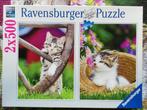 Puzzelbox 2 x 500 stukjes: Speelse Katjes, Ophalen of Verzenden, 500 t/m 1500 stukjes, Gebruikt, Legpuzzel