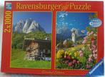 Puzzels 1000 stukjes 2-in-1 doos Ravensburger, Ophalen of Verzenden, 500 t/m 1500 stukjes, Gebruikt, Legpuzzel