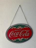 Vintage Coca-Cola glas in lood hanger reclamebord, Verzamelen, Ophalen of Verzenden