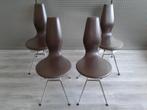 Set van 4x Variér (Stokke) Date (Bruin/Leder), Zeer Mooi!, Huis en Inrichting, Stoelen, Bruin, Ophalen of Verzenden, Zo goed als nieuw
