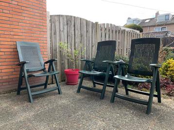 3x Verstelbare Tuinstoel Kunststof Groen beschikbaar voor biedingen