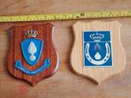 Emblemen marechaussee op houten schild, Ophalen of Verzenden, Landmacht, Nederland, Embleem of Badge