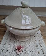 Antieke Franse beboterde terrine, Opaque Luneville, Antiek en Kunst, Ophalen of Verzenden