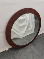 Vintage spiegel wandspiegel rond op houten omranding, Minder dan 100 cm, Rond, Gebruikt, 50 tot 75 cm