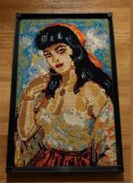 Retro borduurwerk in lijst Zigeunerin van Torino 25,5x40 cm, Huis en Inrichting, Woonaccessoires | Schilderijen, Tekeningen en Foto's