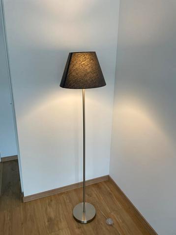 Vloerlamp RVS look met stoffe kap antraciet beschikbaar voor biedingen