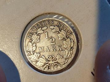 Duitsland, 1/2 mark 1906D, 2.77 gr x .900 zilver (1) beschikbaar voor biedingen