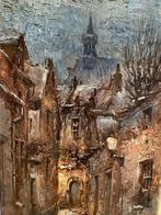 Walter Neuhof – Maastricht bij nacht – olieverf – gesigneerd, Antiek en Kunst, Ophalen of Verzenden