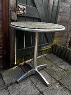 Vintage tuintafel/bijzettafel met zilveren voet, Tuin en Terras, Tuintafels, Ophalen, Gebruikt, Rond, Metaal